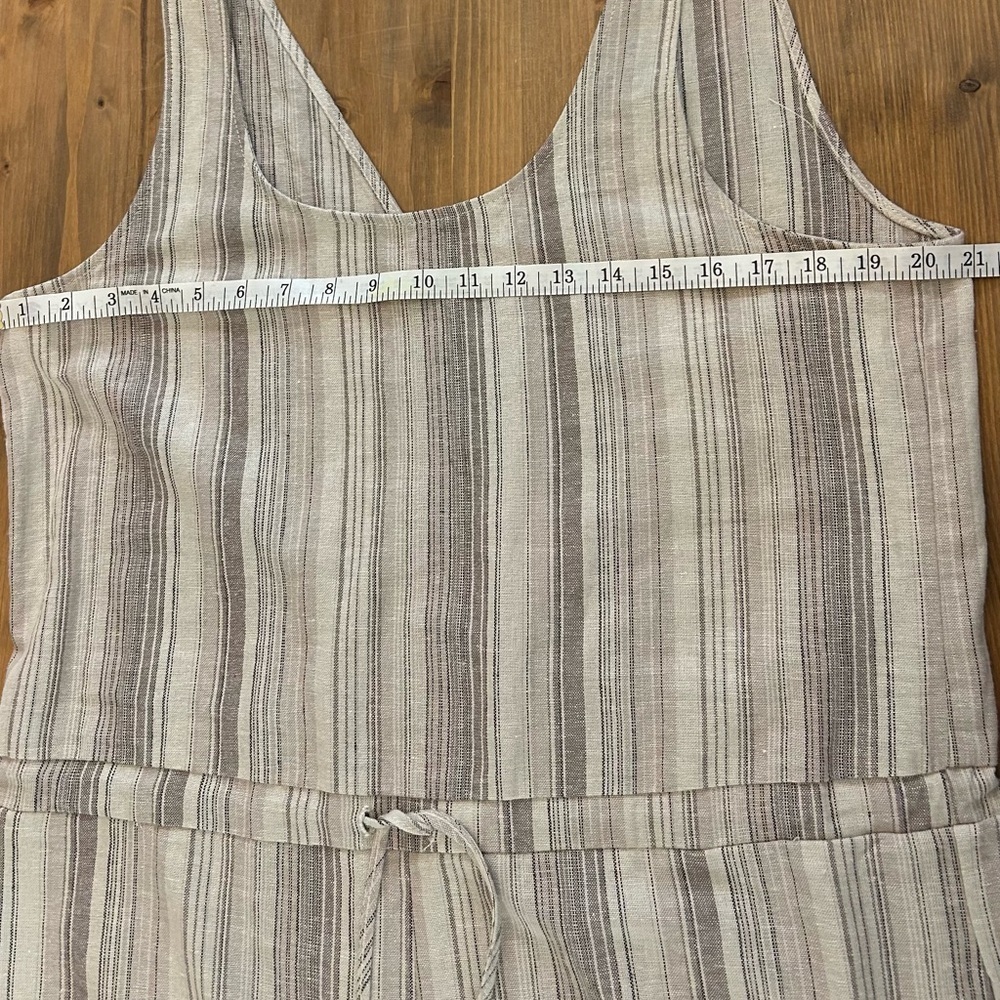 Anthropologie DREW Boho Lagen Look Linen Blend Striped Jumpsuit Size L - Picture 10 of 14
